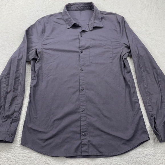 Lululemon Mens‎ Large Button Down Long Sleeve Shirt Gray Casual - Picture 1 of 8